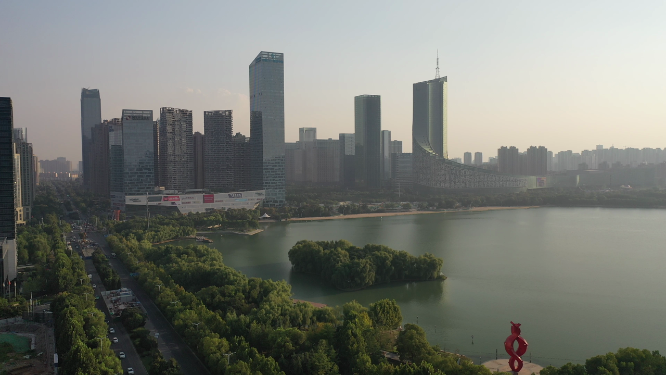 合肥天鹅湖市中心繁华城市天际线高楼风光