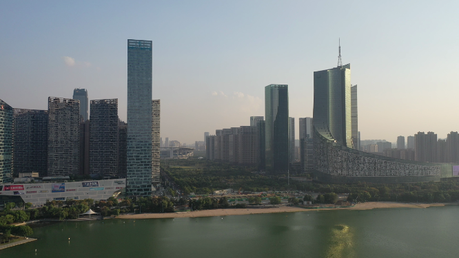 合肥天鹅湖市中心繁华城市天际线高楼风光