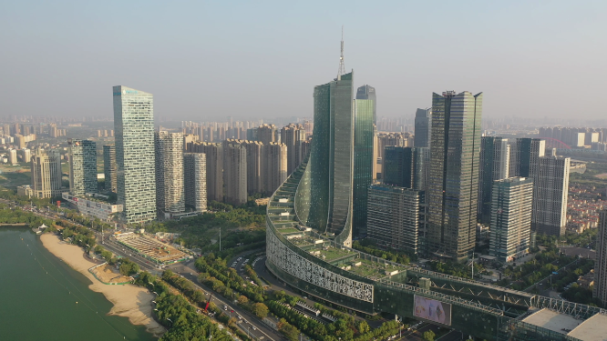合肥天鹅湖市中心繁华城市天际线高楼风光