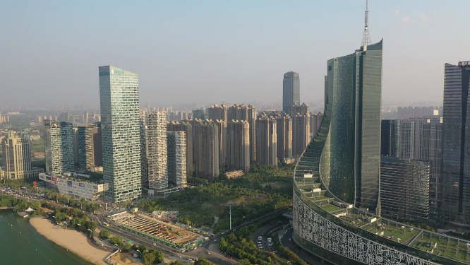 合肥天鹅湖市中心繁华城市天际线高楼风光
