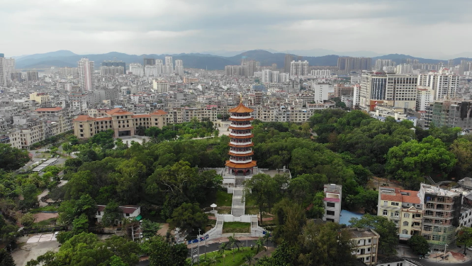 广西崇左东兴市中越口岸城市建筑风光航拍