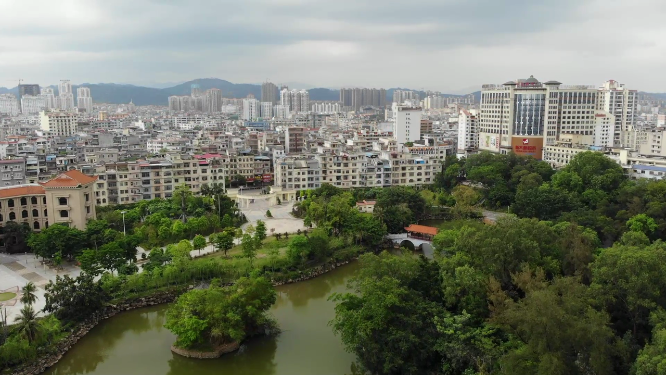 广西崇左东兴市中越口岸城市建筑风光航拍