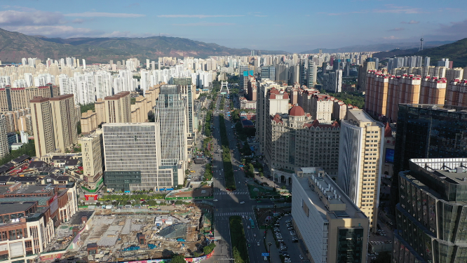 西宁海湖广场地产楼盘市中心繁华城市风光