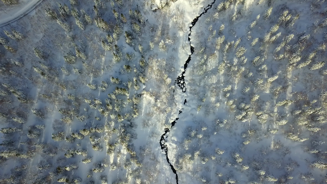 俯瞰日本北海道大雪山国家公园森林公路
