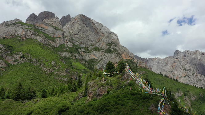 甘肃甘南州迭部县扎尕那峡谷森林植被山脉