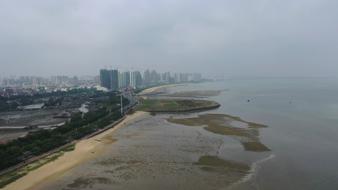 广西北海市金滩城市天际线海滨风光