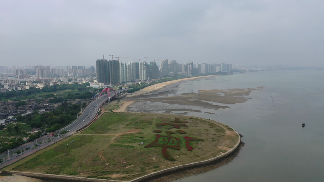 广西北海市金滩城市天际线海滨风光