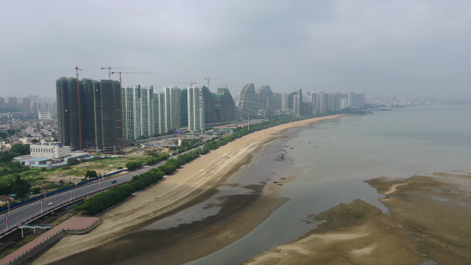 广西北海市金滩城市天际线海滨风光