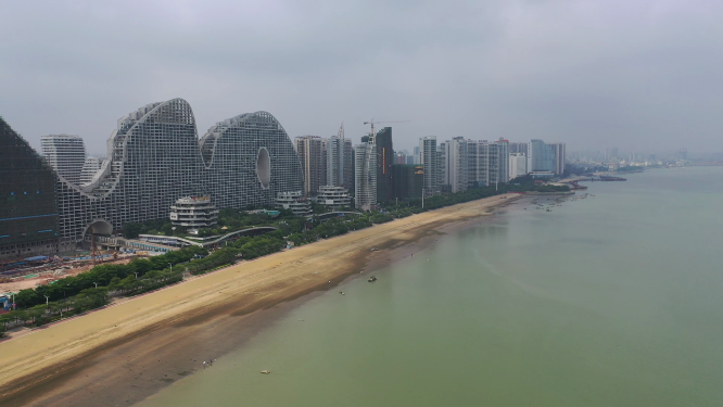 广西北海市金滩城市天际线海滨风光
