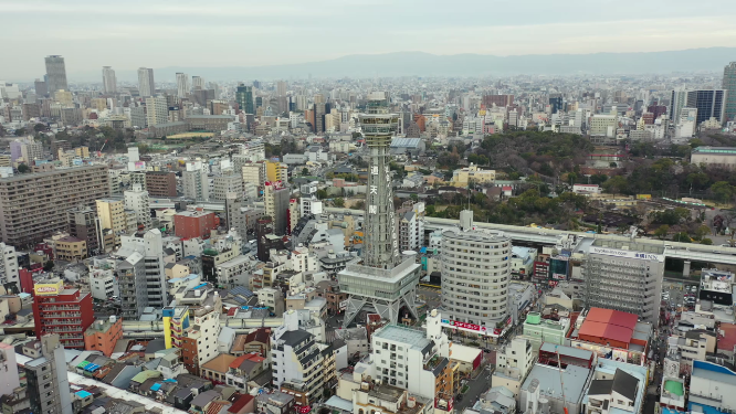 日本大阪阿倍野都市天际线航拍