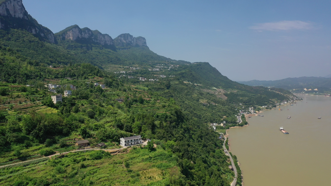 湖北宜昌长江三峡西陵峡自然风光航拍