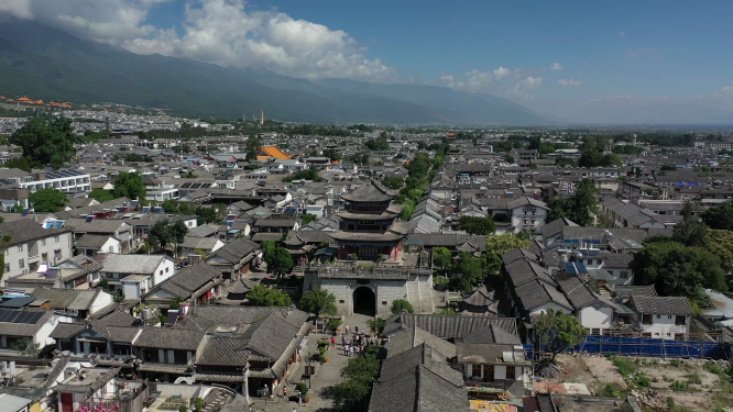 云南大理古城建筑航拍