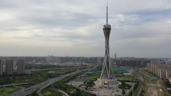 郑州中原福塔城市地标交通航拍