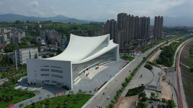 陕西安康市汉江城市江滨天际线风光