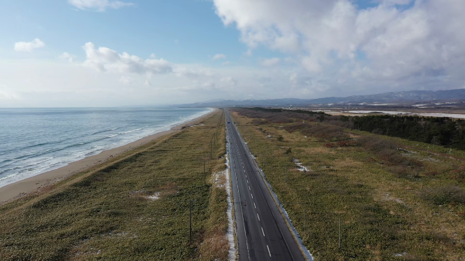 日本北海道函馆海滨公路自然风光航拍