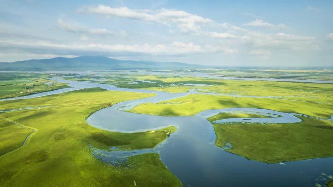 黑龙江抚远市三江湿地自然保护区延时风光