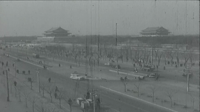 50年代的北京天安门前门楼 朝阳门 有轨电车 