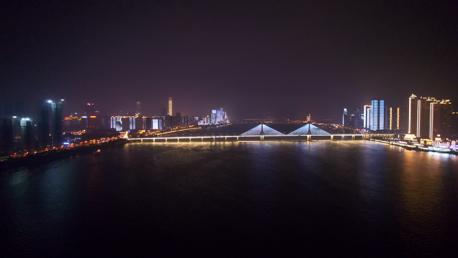 4k银盆岭大桥-湘江夜景航拍
