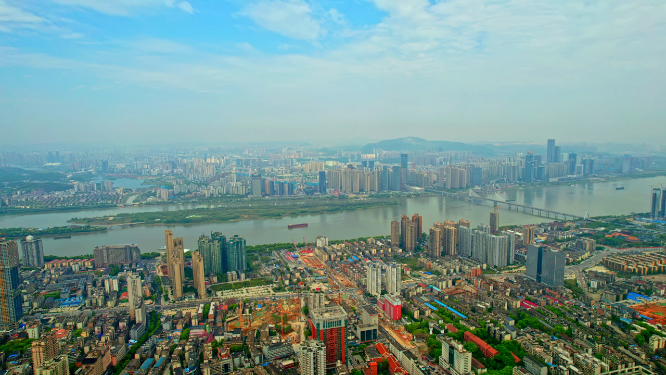 航拍湖南长沙城市全景