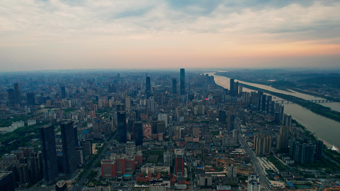 美丽长沙城市中心黄昏
