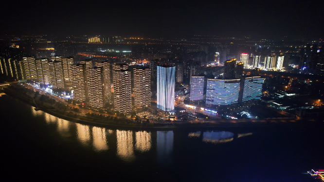 航拍美丽的城市夜景-湘江豪庭