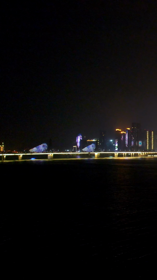 银盆岭大桥夜景航拍-竖版