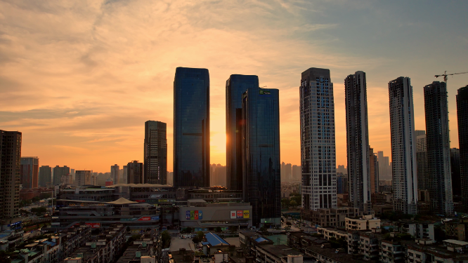 长沙城市夕阳-富兴时代建筑日落
