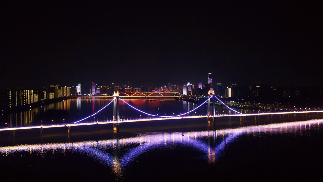 长沙城市夜景-三汊矶大桥夜景合集