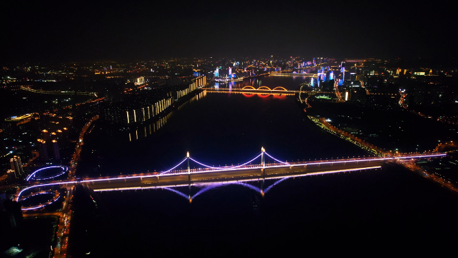 长沙湘江两岸星城万家灯火城市夜景