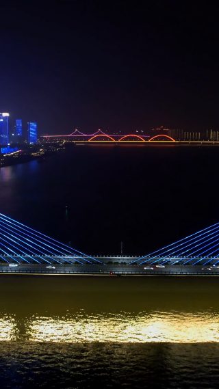 长沙银盆岭大桥夜景合集-竖版