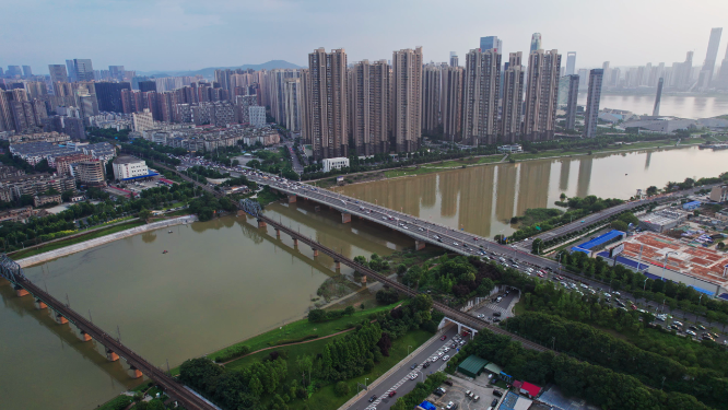 鸟瞰浏阳河大桥-浏阳河铁路桥