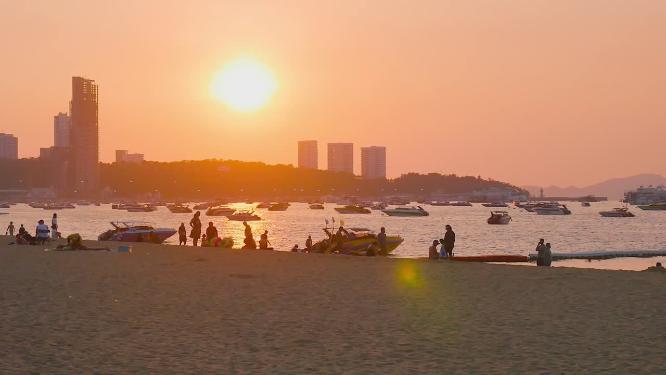 沙滩夕阳 海边度假