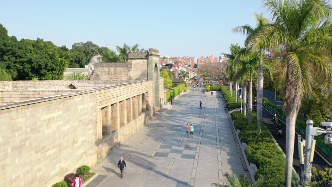 航拍泉州清净寺城市街道