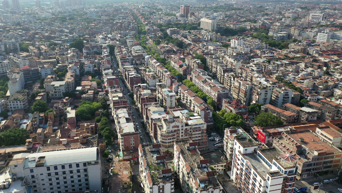 航拍城市上空建筑群