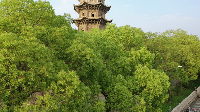 航拍古塔建筑