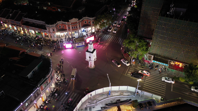 航拍商业街夜景