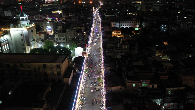 航拍商业街夜景