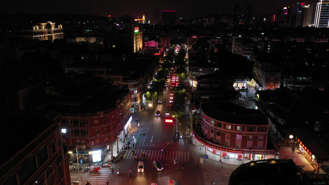 航拍商业街夜景