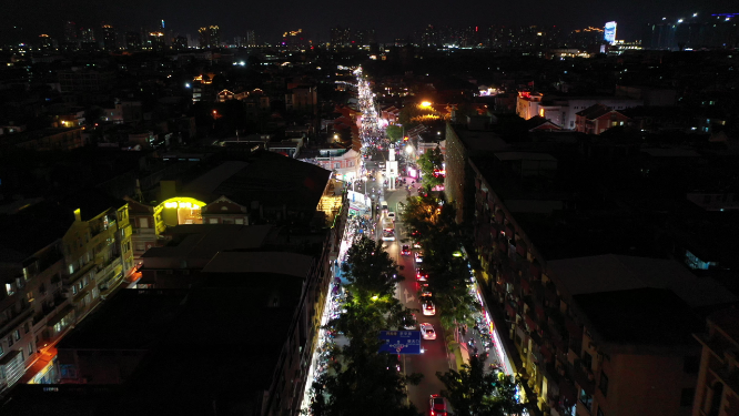 航拍商业街夜景