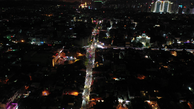 航拍商业街夜景