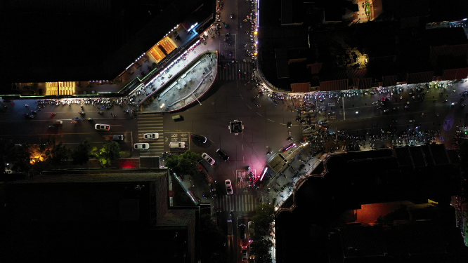 航拍商业街夜景