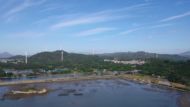 航拍风车发电能源地区