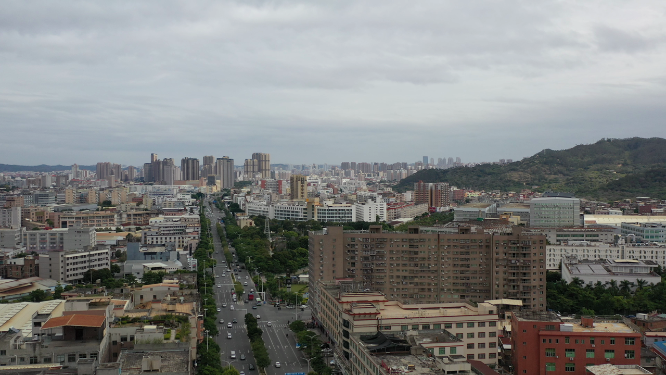 航拍福建泉州城市上空