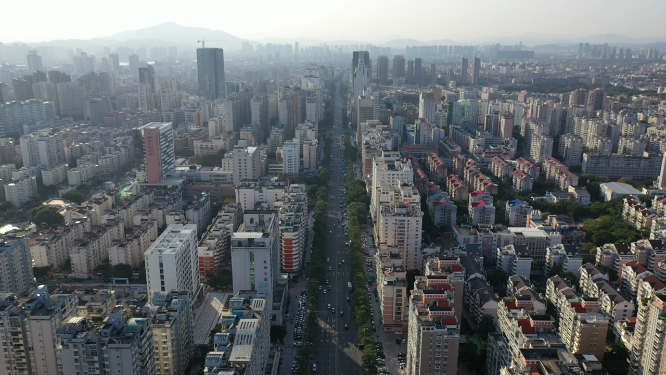 航拍福建泉州城市上空