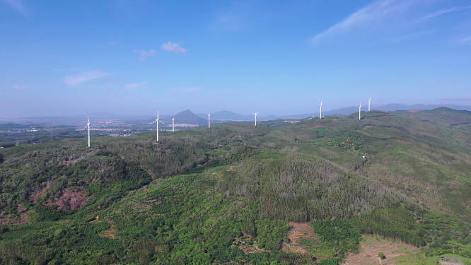 航拍风车发电能源地区