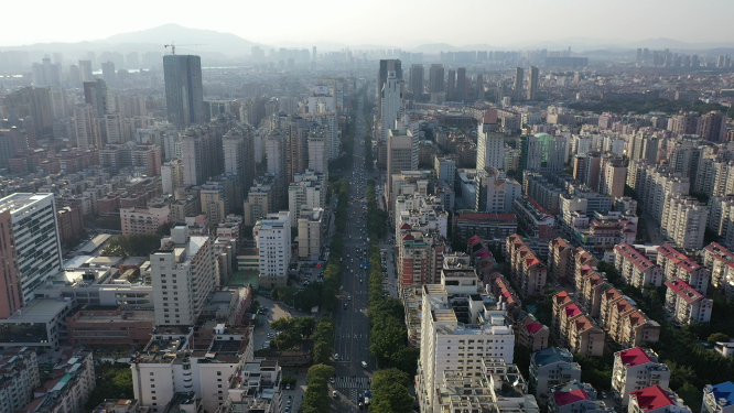 航拍福建泉州城市上空