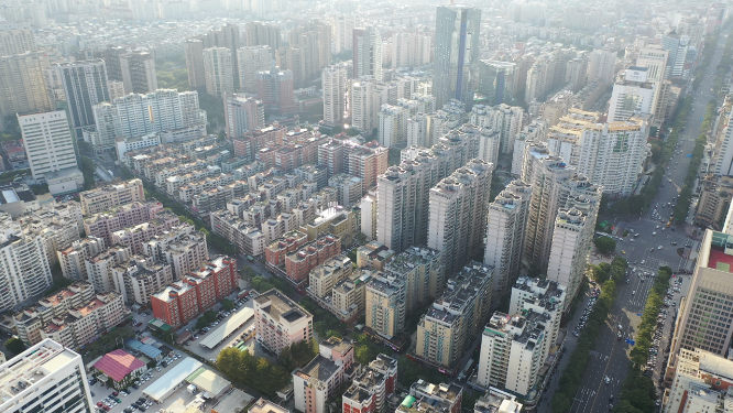 航拍福建泉州城市上空