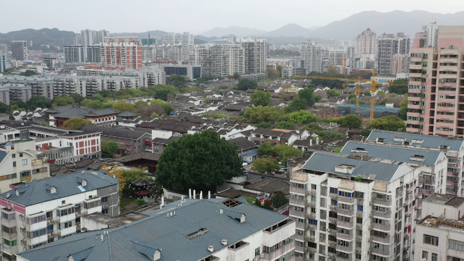 航拍福州三坊七巷的建筑群