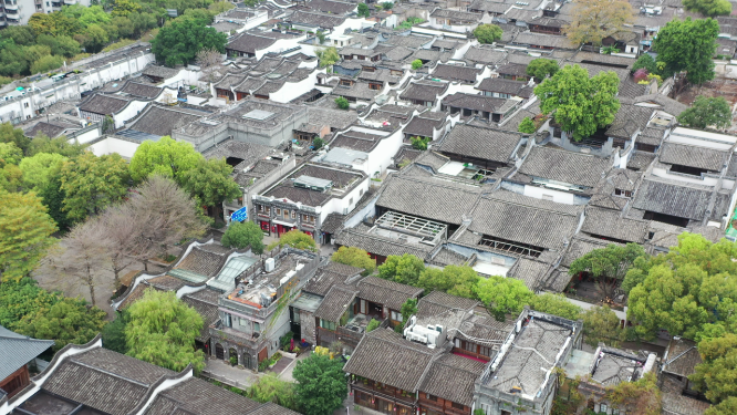 航拍福州三坊七巷的建筑群