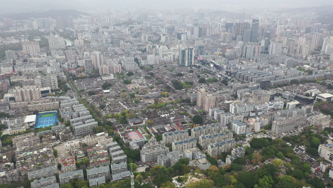 航拍福州三坊七巷的建筑群